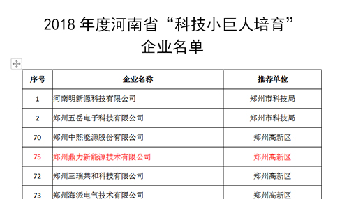 鄭州鼎力榮獲河南省科技小巨培育企業